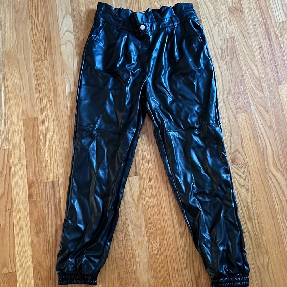 Faux leather joggers!